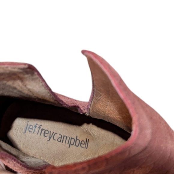 Jeffrey Campbell Oath Suede Pink Booties Peep Toe Snakeskin Embossed sz 8.5 - Picture 6 of 8